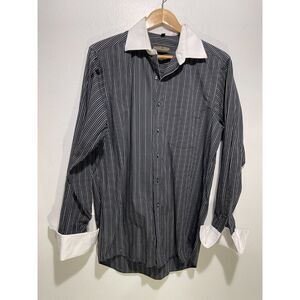 Donald J Trump Signature Collection button up shirt stripe white collar men 15.5